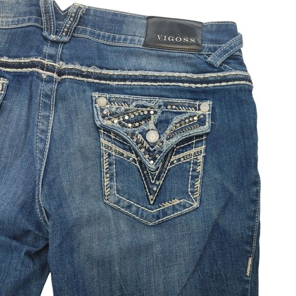 Vigoss The New York Skinny Embellished Jeans Womens Size 11/12 Length 28 Raw Hem - Picture 4 of 9